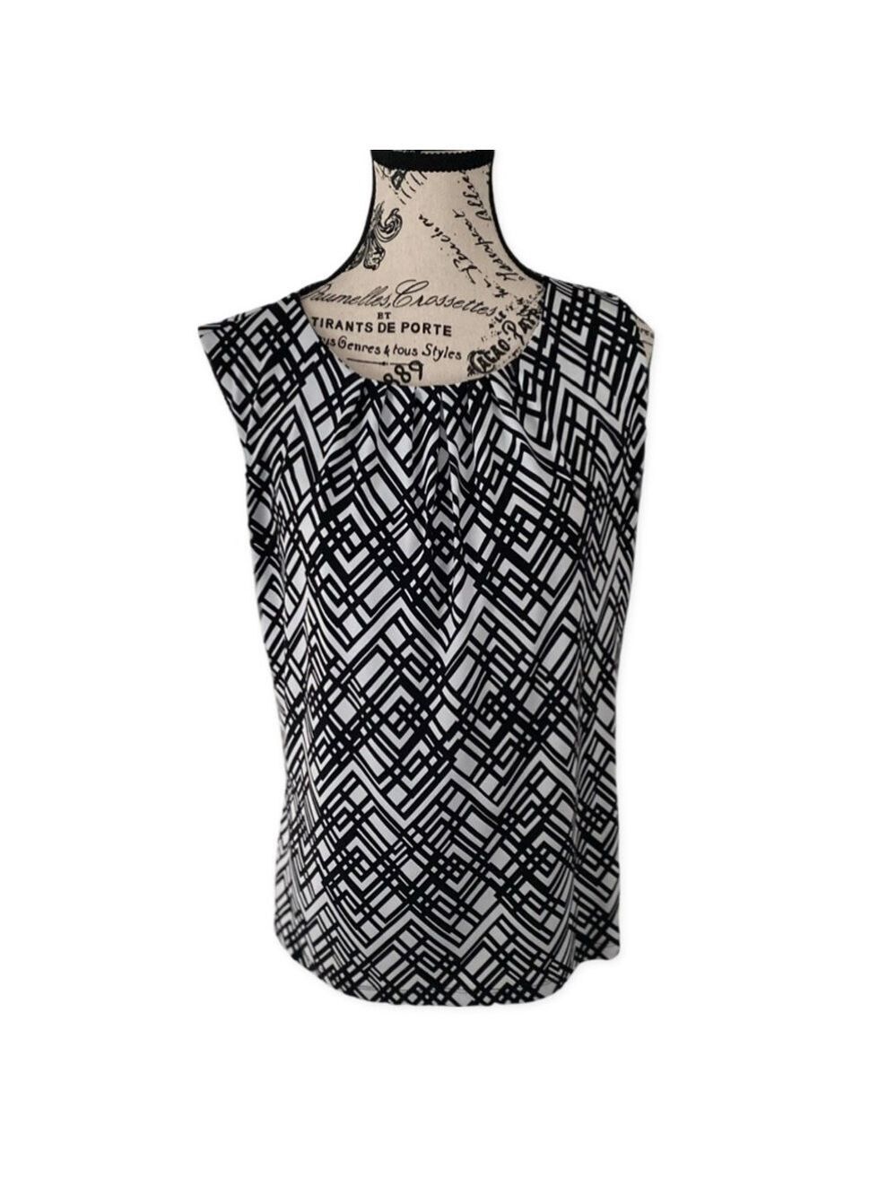 Calvin Klein Black And White Tank Top Blouse Size L